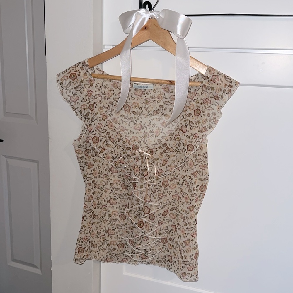 VINTAGE GIRLCORE -Flowy Flower Blouse 🎀🧸